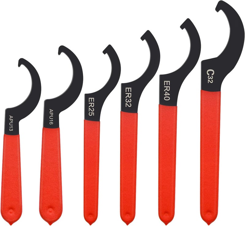 Mdvora 6pcs Coilover Spanner Wrench Set, C-Shape Shock Spanner Hook Wrench Tools, for Suspension System and Shock Adjustment - Image 1